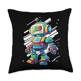 Robot Designs by Fasaza Science Coding Robots Kids Toddler Boys Girls Throw Pillow, 18x18, Multicolor