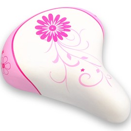Bacchus Kids Bicycle Saddle 25.4 Kids Soft Saddle for Kids Super Thick Butt Waterproof Saddle for Kids 12" 14" 16" 18" 20" Bicycle White Pink Spring