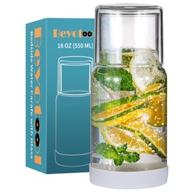 Bedside Nightstand Water Carafe and Glass Set, Night Water Carafe with Tumbler Cup, Clear Glass Mouthwash Dispenser for Bathroom, with Silicone Coaster, Heat and Cold Resistant, 18 OZ