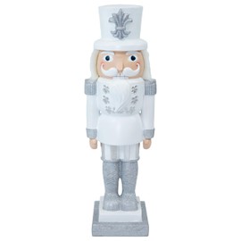 Sunnydaze 3ft Sterling The Silver Nutcracker Christmas Decoration - Polyresin Indoor or Outdoor Nutcracker Statue
