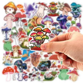 50 Pcs Mushroom Stickers, Cute Cartoon Waterproof Stickers Mushroom Graffiti Sticker, Kawaii Stickers, Aesthetic Vinyl Decals for Laptop, Skateboard, Water Bottles, Computer, Phone, Guitar