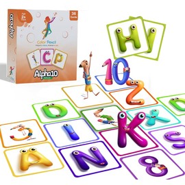 Color Pencil Alpha10 Alphabet Flashcards - 36 Cards in a Box | Learning About ABC | Educational Gift for Kids Ages 2-4 | Baby Learning Cards, Educational, Preschool Learning