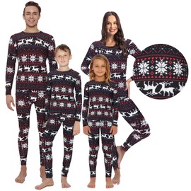 Rocky Christmas Reindeer Thermal Underwear - Pajamas Sets For Full Family (Men, Women, Boys & Girls) Long Sleeve Matching Merry Xmas Top And Bottom PJs (Girl - Medium)