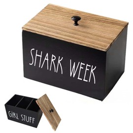 Tampon Holder for Bathroom, Tampon Storage Pad Organiser for Bathroom with Lid, Feminine Products Caddy, Bathroom Accessories Decor Box, Movable Feminine Product Organiser (Black)