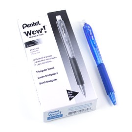 Pentel Wow! Mechanical Pencil, Writing, Drawing, School Supply, Pre-loaded with Lead, 0.5mm Fine Point, Blue Barrel, AL405C, Box of 12