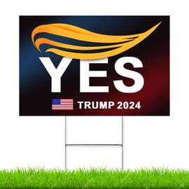 Oligei Trump Yard Signs, Trump 2024 Yard Sign 18" X 12", YES Trump Yard Signs 2024 Double Sided Fade Resistant, Take America Back Trump Signs for Yard Heavy Duty Metal H-Frames
