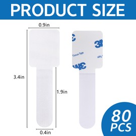 80 Pcs Adhesive Christmas String Lights Clips, Outdoor Hanging Christmas Lights Strap Holders, Hook and Loop Cable Clips Ties Cord Organizer for LED String Light, Cable Management, Porch Patio Decor