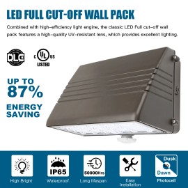 Wall Lights IP65 28W - 125W CCT & WATT Tunable Garden Outdoor Indoor Led Wall Lamps Full Cut off Wallpack With Photocell ETL ULEmitting Color: 3000K 4000K 5000K Tunable, Lamp Power(W): 70W/56W/42W/28W Tunable