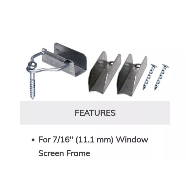 Mill 4- 2 Pack Mill Window Screen Silver Aluminum Hangers