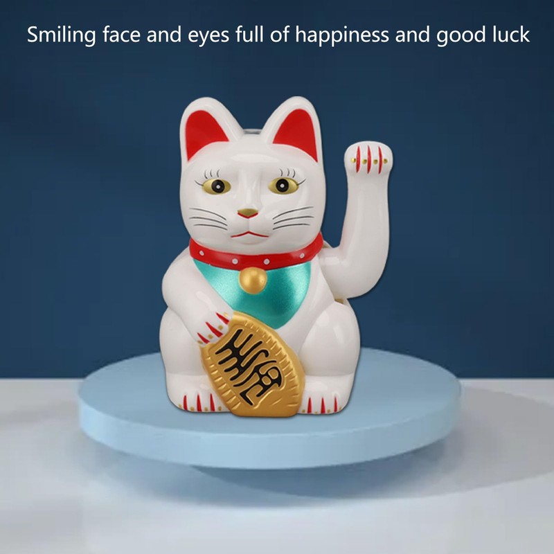 ANGGREK Lucky Cat with Waving Arm Solar Powered Lucky Cat