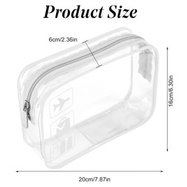 2pcs Clear Travel Toiletry Bag TSA Approved Quart Size Travel Bag Airport Carry On Liquid Bag Clear Shower Transparent Toiletries Plastic Airport Security (White)