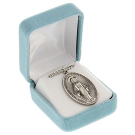 Heartland Store Large Sterling Silver Miraculous Pendant + 27 Inch Endless Rhodium Plated Chain| USA Made