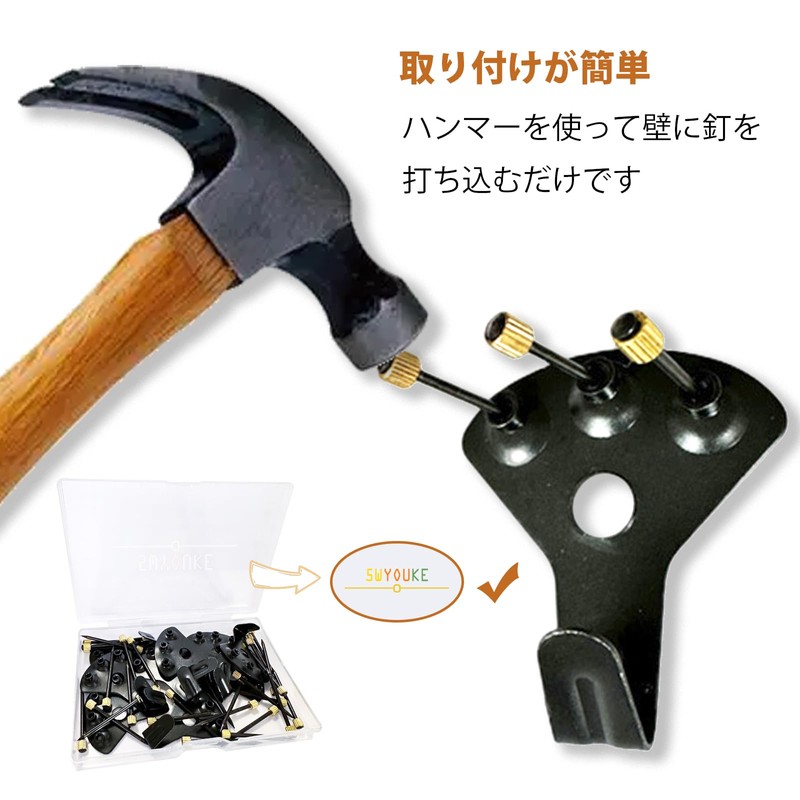 5WYOUKE Wall Hanging Hooks with Nails, 10 Pieces, Load Capacity
