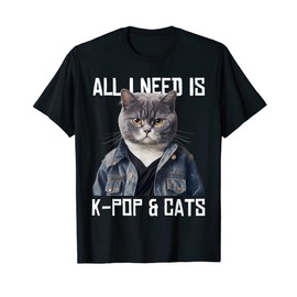 All I Need Is K-Pop and Cats KPop Music Outfit Dress Korean T-Shirt