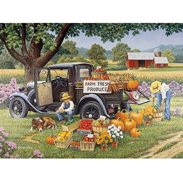 Bits and Pieces - 1000 Piece Jigsaw Puzzle for Adults - Home Grown - 1000 pc Fall on The Farm Jigsaw by Artist John Sloane