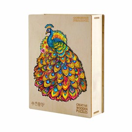 Wooden Puzzle Adult Butterfly, KAAYEE Puzzle Wood, Wooden Puzzle Irregular Unique Shape Puzzle Pieces, Wooden Puzzle with Wooden Gift Box (L, Wolves)