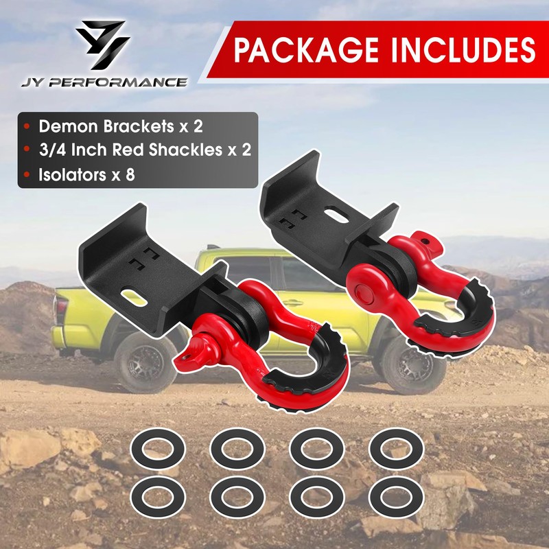 JY PERFORMANCE Front Demon Tow Hook Brackets with 3/4in Shackle