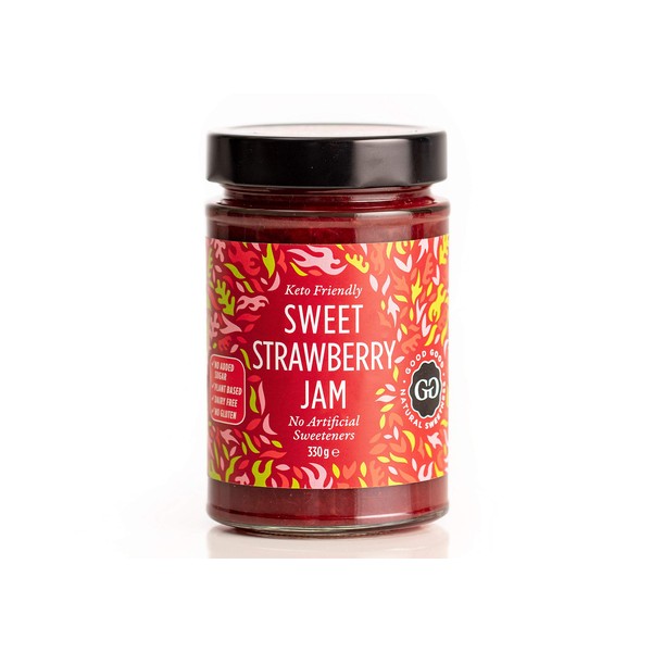 Sweet Strawberry Jam by Good Good - 12 oz / 330 g - Keto Friendly No Added Sugar Strawberry Jam - Keto - Vegan - Gluten Free - Diabetic (Strawberry)