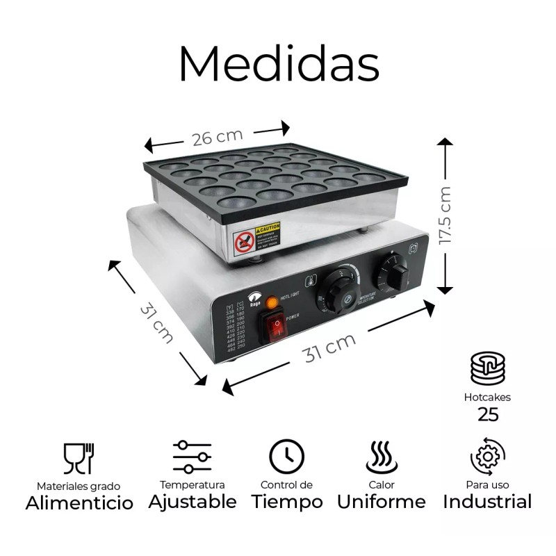 Raganet Maquina Industrial 25 Mini Hot Cakes, Cupcakes, Panqueques Y