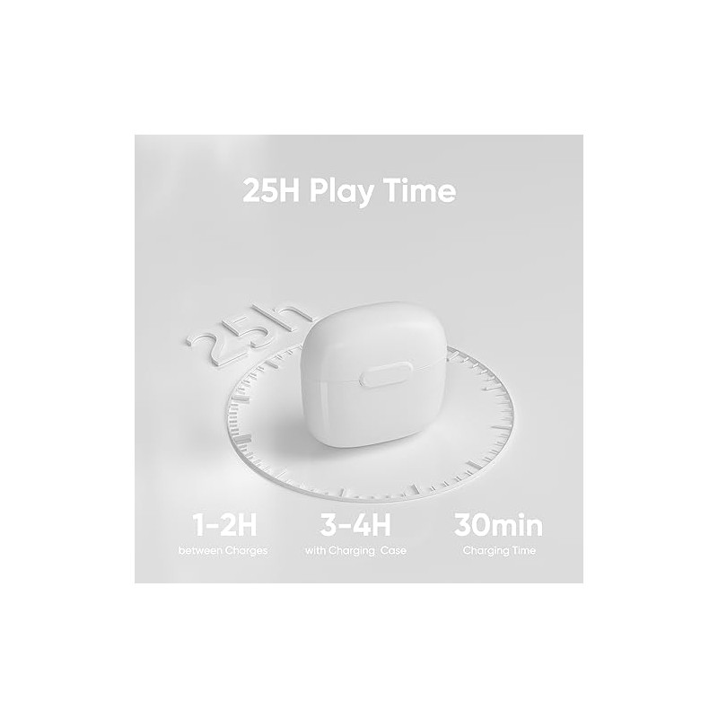Auriculares inalámbricos Bluetooth, 25 horas de reproducción USB C TWS,
