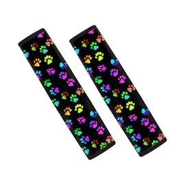TOADDMOS Soft Car Seat Belt Pads Rainbow Dog Paw Print Fashion Safety Seat Belt Cover Universal Car Seatbelt Protectors,Auto Accessories for Car,SUV