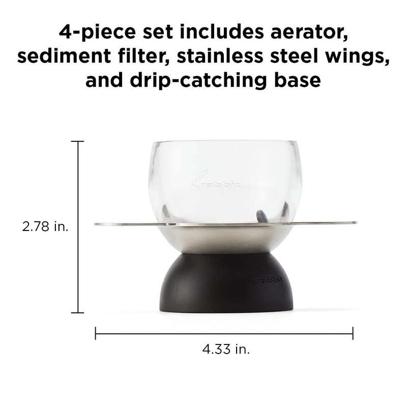 Rabbit Wine, Wine Aerator with Sediment Strainer and Stand, Hand-Free