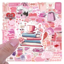 Pink Bookish Stickers 61pcs, Book Stickers for Kindle, Pink Stickers Aesthetic Kindle Stickers, Girly Booktok Stickers Reading Stickers for Woman Girl Book Lover, Gifts Accessories for Adults