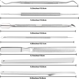Kit de Herramientas para Uñas Encarnadas, 7PCS Set de Manicura de Acero Inoxidable, Tratamiento de Manicura para Uñas Limpieza Reparación Herramientas
