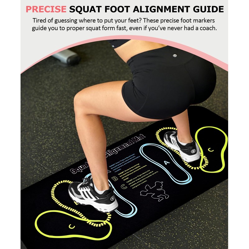 Squat Mat with Foot Position,Large Non-Slip Squat Target Pad， Pad