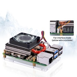 GeeekPi Ultra Thin ICE Tower Cooler for Raspberry Pi 5, Aluminum Heatsink with 40x40x5mm Cooling Fan for Raspberry Pi 5