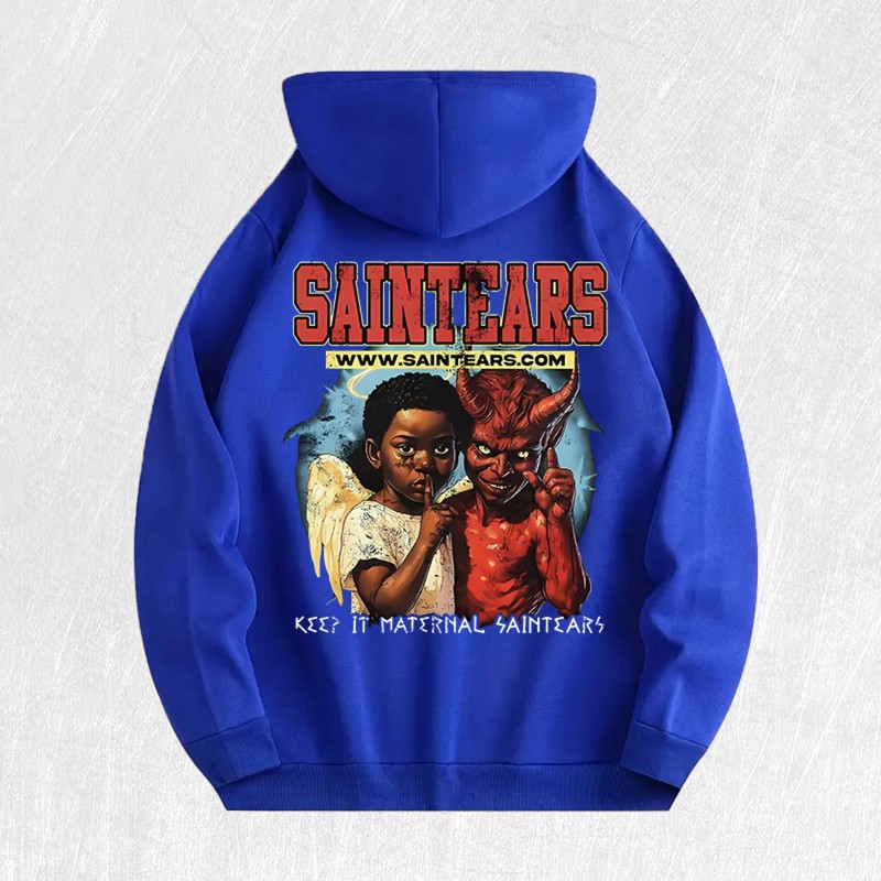 Saintears Angel & Devil Graphic Hoodie 100% Cotton US Warehouse
