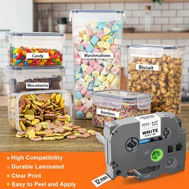 3 x Labelwell Compatible Label Tape for Brother TZe-S231 TZ-S231 TZES231 Extra Strong 12 mm 0.47 Tapes for Brother P-touch PT-H100lb PT-H110 PT-H107b PT-H105 1000 1010 PT-E100 PT-D400, Black on White