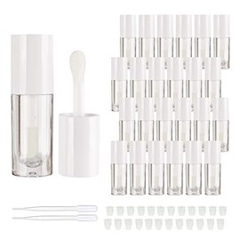 COSIDEA - 14 varillas vacías de 6 ml, tubos gruesos para brillo de labios, tubos redondos de brillo de labios rosados, con varita gruesa, Blanco