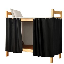Qubanda Dorm Home Solid Thicken Bunk Blackout Bed Curtains Cloth Bed Canopy Students Single Sleeper (Black, 2 Panels)
