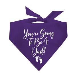 You're Going to Be A Dad! Dog Bandana | 100% Cotton Adjustable Triangle | Made in USA | New Baby | Pregnancy Announcement Photoshoot Prop | Gender Reveal | Purple One Size (580)