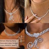 KOHOTA Cursive Silver Initial Pendant Necklace for Women Miami Cuban