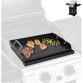 PETKAO Universal Flat Top Griddle, BBQ Griddle Inserts for Gas/Electric/Charcoal Grill/Stove, 17" x 13" Skillet for Weber Charbroil Camp Chef Nexgrill Cooking Skillet Pan for Outdoor, Carbon Steel,1PC