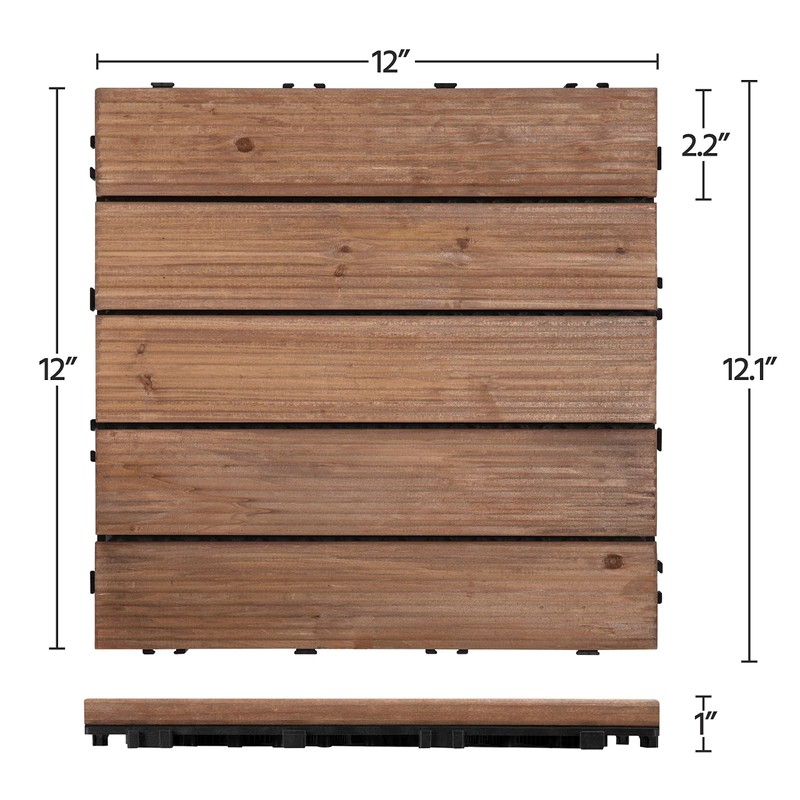 Yaheetech 27PCS Interlocking Patio Deck Tiles 12 x 12in Wood