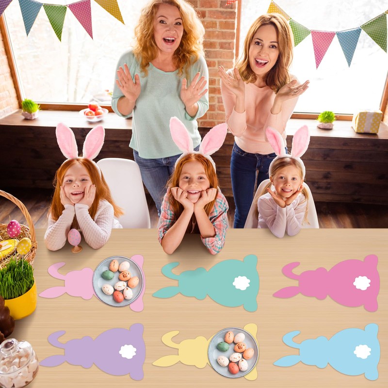 6 Pcs Easter Bunny Placemats Set Bunny Happy Easter Plastic
