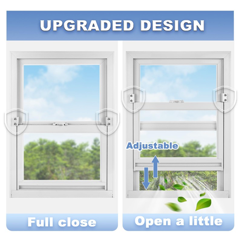 Sliding Window Locks - Horizontal & Up/Down, Adjustable Aluminum, 4