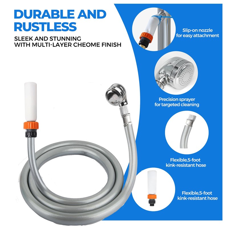 Slip-On Faucet Sprayer Hoses:Dog Bath,Portable (68.5, Inches)