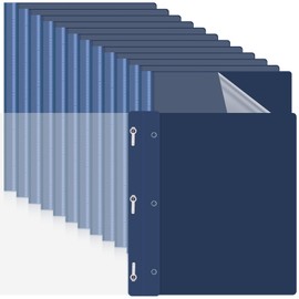 Teling 150 Pcs Plastic Report Covers with 3 Prong Clear Front Resume Folder Business Report Covers Bulk Presentation Folders Clear Front Report Folders for Documents, School, Office(Navy)