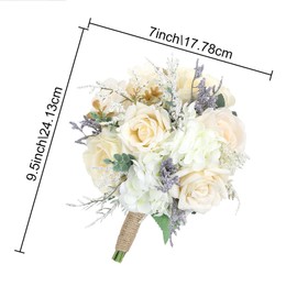 HOMENERGY Set of 4 Wedding Bridesmaid Bouquets - 7 Inch Artificial Flowers Bouquets for Ceremony Anniversary Centerpieces Decorations - Beige