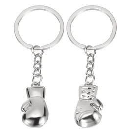 [PATIKIL] Boxing Glove Keychains, Set of 2, Boxing Keychains, Boxing Pendant, Silver Tone