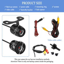 Backup Camera for Car,HD Night Vision Waterproof Reverse Camera with 2 Installation Profiles,Car Essentials Wide Angle Rear View Camera for Car Truck SUV