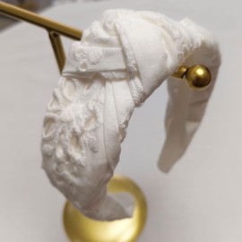 Tubaobei Embroidered Knot Headband for Women - Wide White Hair Accessories