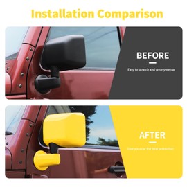 SQQP Side Mirror Cover,Rearview Mirrors Decoration Trim Kit Fit for 2007-2018 Jeep Wrangler JK JKU(Yellow)