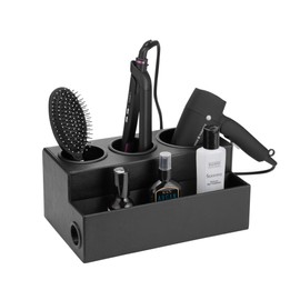 Hair Dryer Holder Hair Tool and Styling Organizer, Bathroom Countertop Blow Dryer Organizer, Vanity Storage Stand for Accessories, Makeup, Toiletries (Black) – MK154C