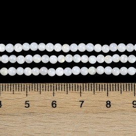 Ipotkitt 1 Strand 3mm White Round Natural Cultured Freshwater Shell Bead Strands Ball Sphere Shape Shell Beads for DIY Jewelry Making Necklace Bracelet Earrings Keychains Crafts