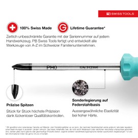 PB Swiss Tools Phillips Screwdriver Set PB 8242.RB | 100% Swiss Made | 4-piece Colored SwissGrip Screwdriver Set Size PH 0/1/2/3, including practical Wall Mount